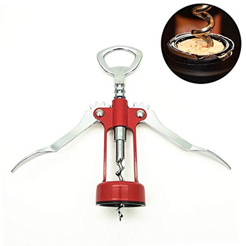 XMHF Italianism Wing Corkscrew Wine Opener, Rubber-touch Finish For Non-slip, Comfort Grip Red - Image 5
